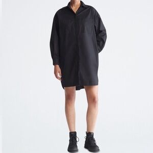 Zara Black Long Sleeve Collard Oversized Shirt Tunic sz S